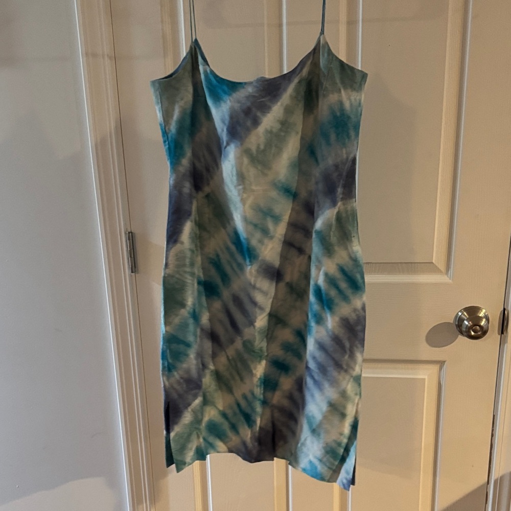 Ralph Lauren Blue and Green Tie-Dye Mini Dress